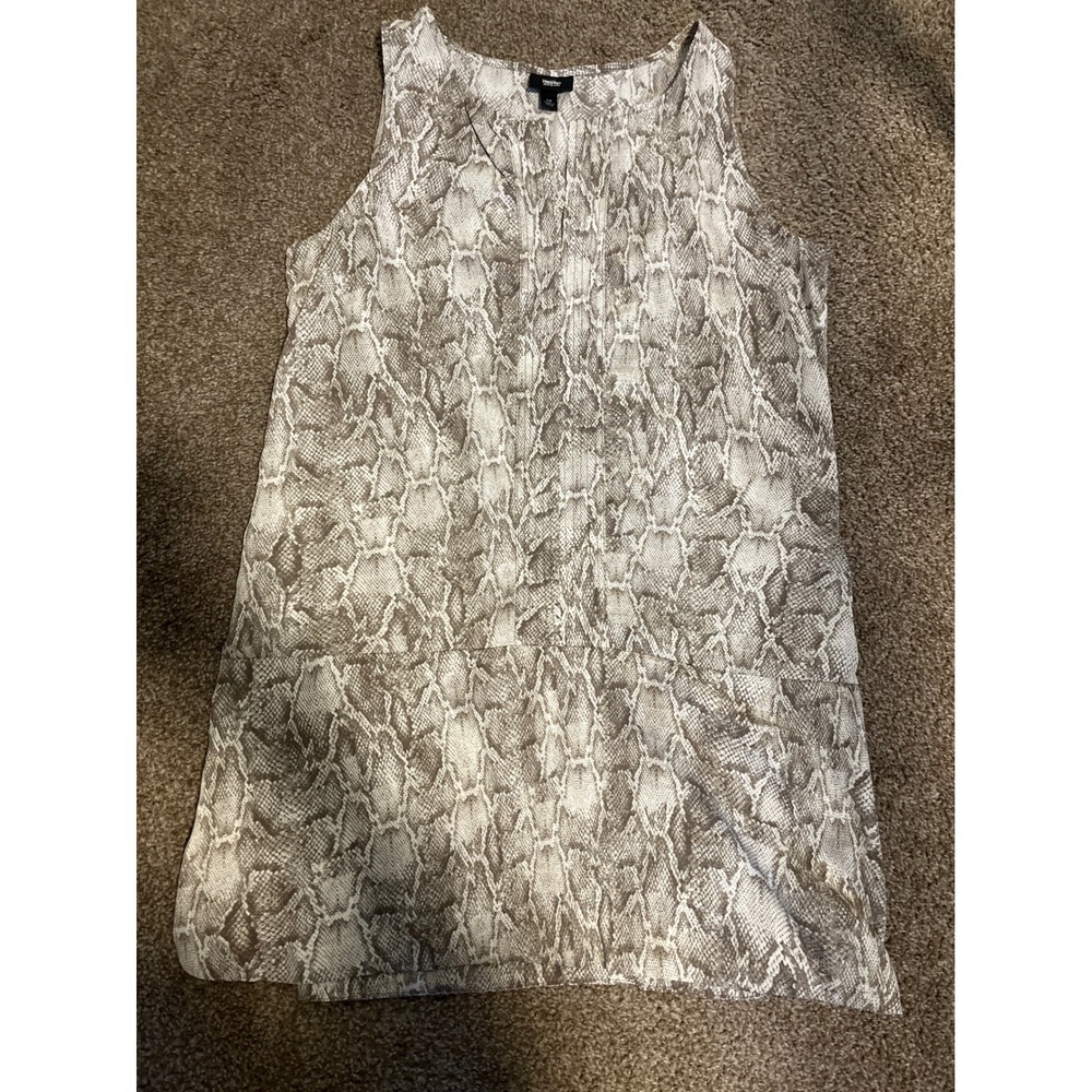 Mossimo Women Snake Print Sleeveless V-Neck Top Shirt L G Beige Brown